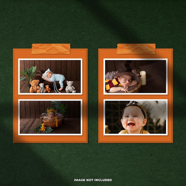 Creative baby photo collage mockup collection