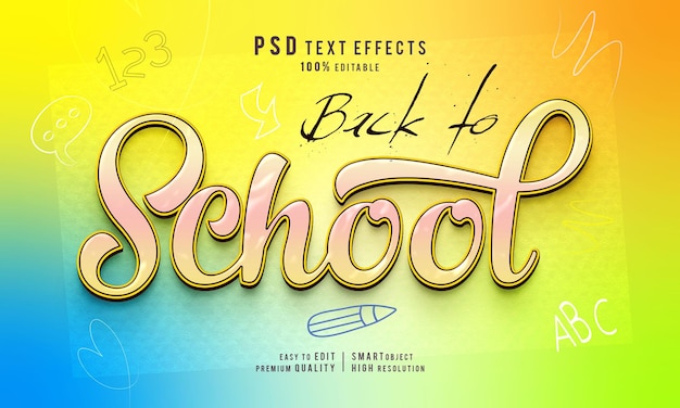 Creative back to school 3d editable text effects layer mockup template