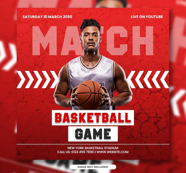 Creative basketball game sports tournament social media post banner template or soccer club flyer