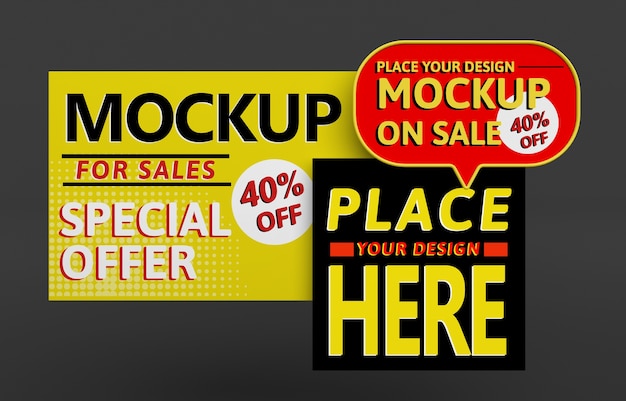 PSD creative big sale mock-up with special offer