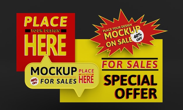 Mock-up creativo di grande vendita con offerta speciale