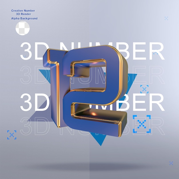 PSD Креативные синие 3d числа 12