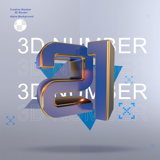 creative blue 3d numbers 21
