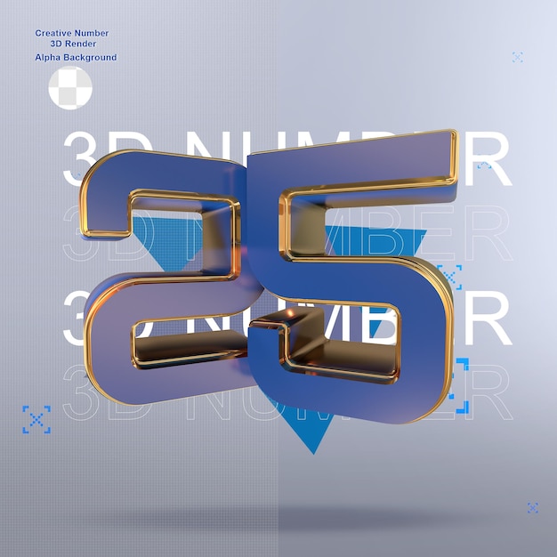 PSD numeri 3d blu creativi 25