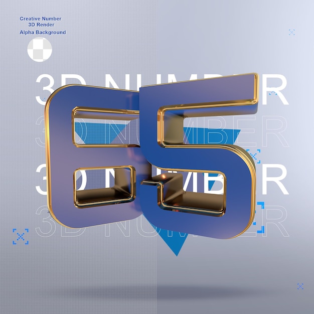 PSD creative blue 3d numbers 65