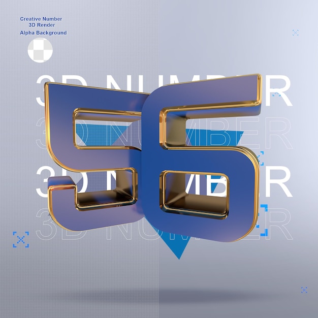 PSD 크리에이 티브 블루 3d 숫자 96