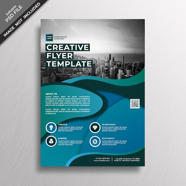 PSD creative blue gradient abstract style flyer template