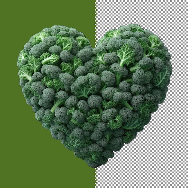 PSD creative broccoli heart arrangement png