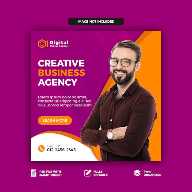 Creative business agency социальные медиа пост шаблон