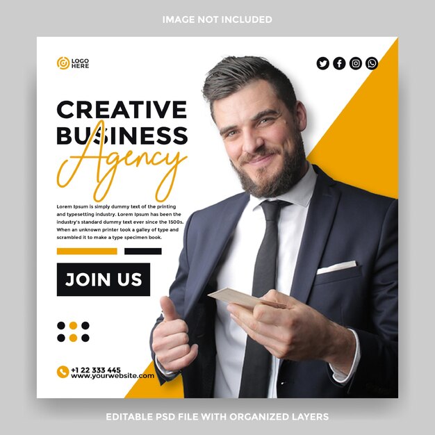 Creative business agency social media post template