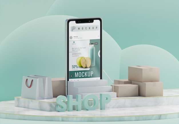 Creative business arrangement with smartphone mock-up