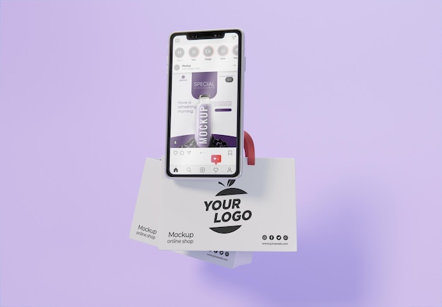 PSD creative business assortment with smartphone mock-up