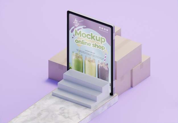 PSD creative business assortment with tablet mock-up