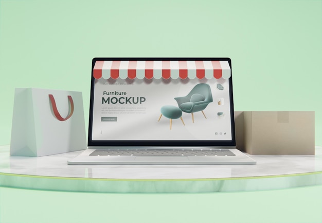 PSD composizione aziendale creativa con mock-up di laptop