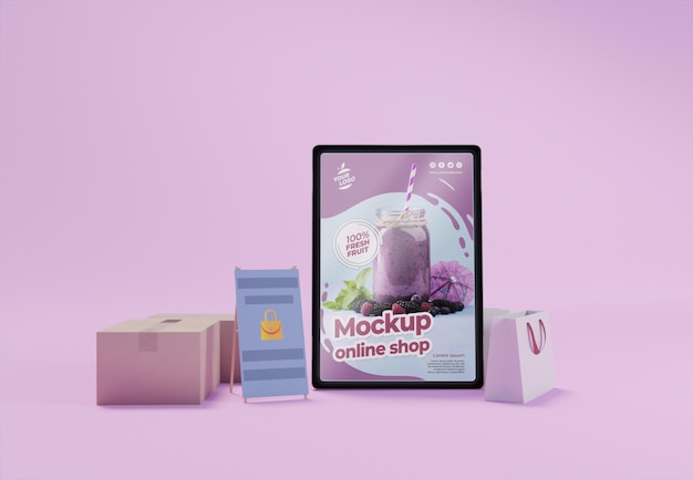 Composizione aziendale creativa con tablet mock-up