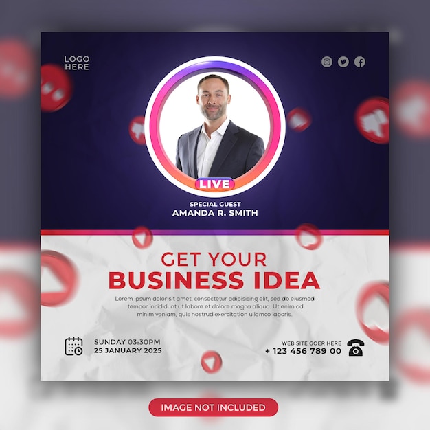 Creative business idea live webinar and corporate social media post template