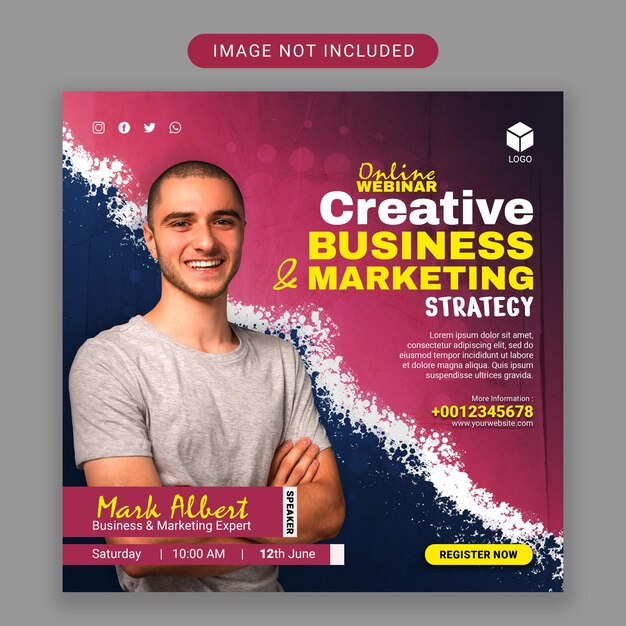 Creative business and marketing strategy online webinar and corporate social media post template