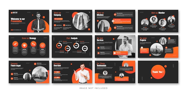 PSD creative business power point presentation and landing page keynote slide template design set