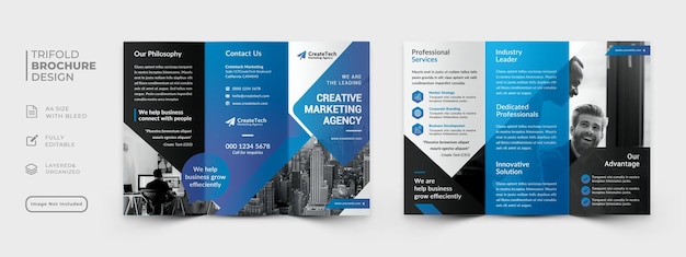 PSD creative business trifold brochure template