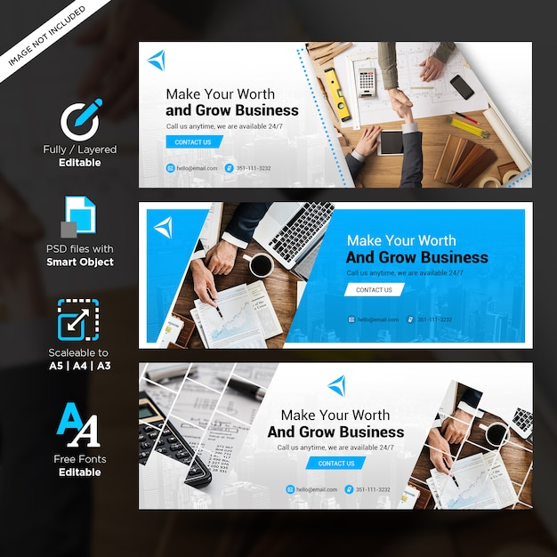 PSD creative business web banner templates for social media, banner