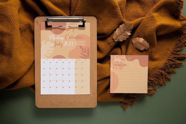 PSD design creativo del mockup del calendario