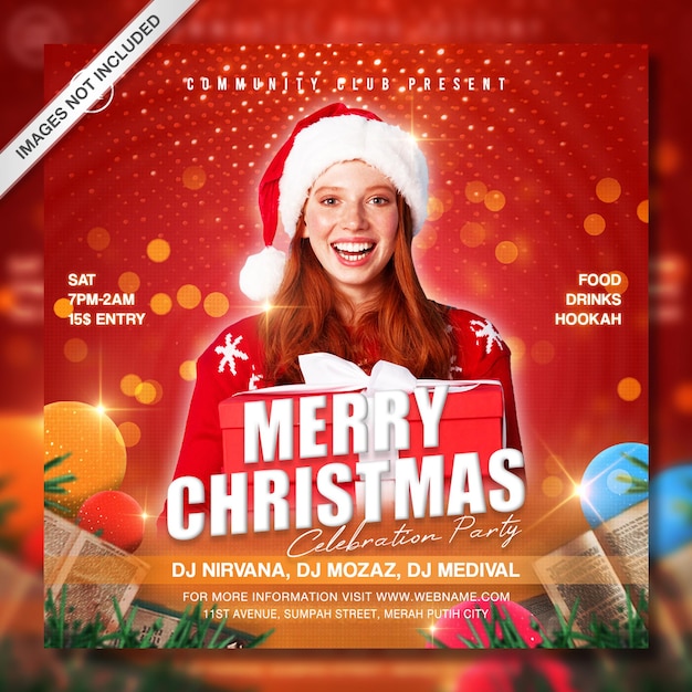 PSD creative christmas party promotion instagram post template