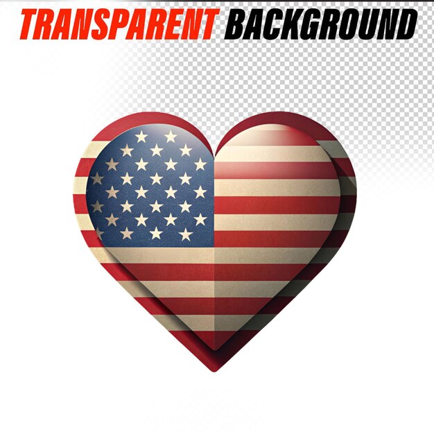 PSD creative chrome heart with american flag