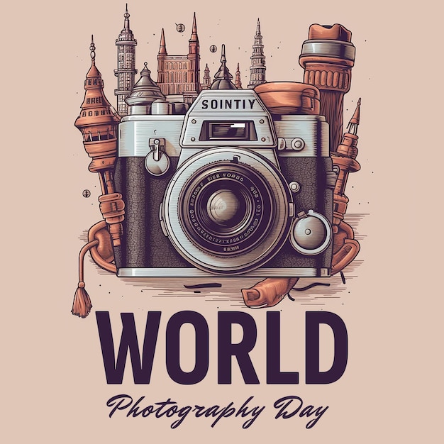 PSD creative classic style illustration poster design world photography day