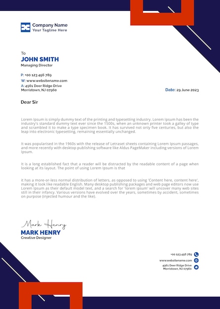 PSD creative clean modern business letterhead design template