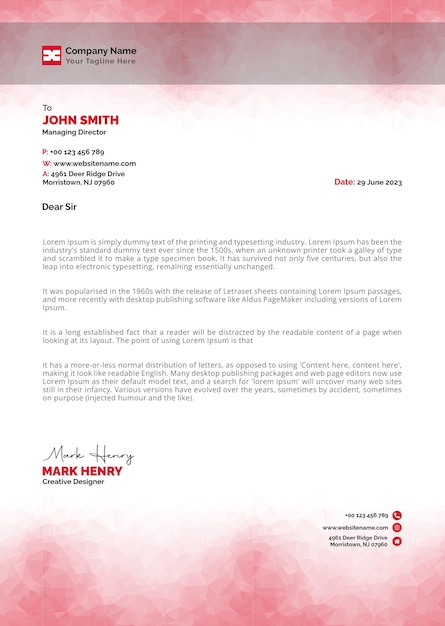 PSD creative clean modern business letterhead design template