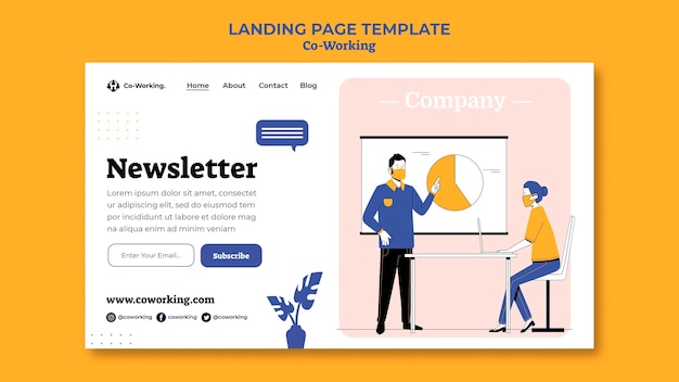 PSD creative co-working landing page template