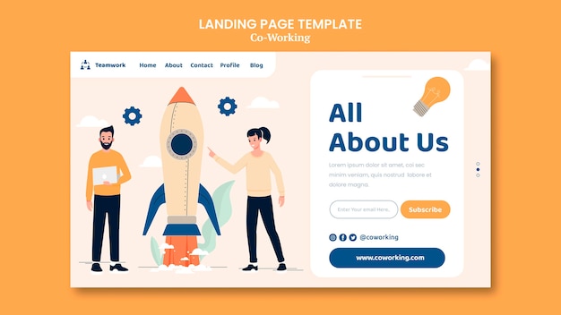 PSD creative co-working landing page template