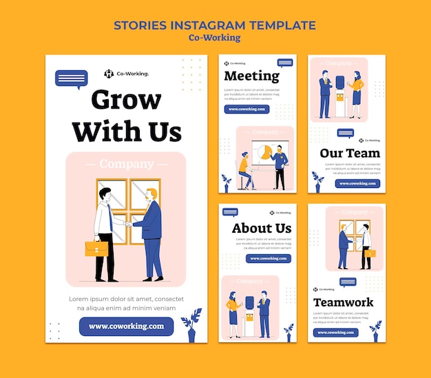 Creative co-working social media stories