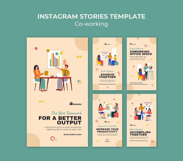 PSD creative co-working social media stories