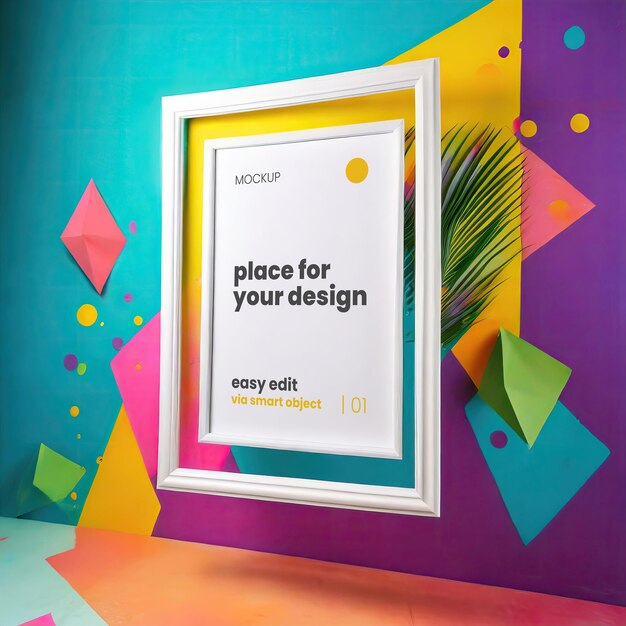 PSD creative colorful frame poster mockup 04