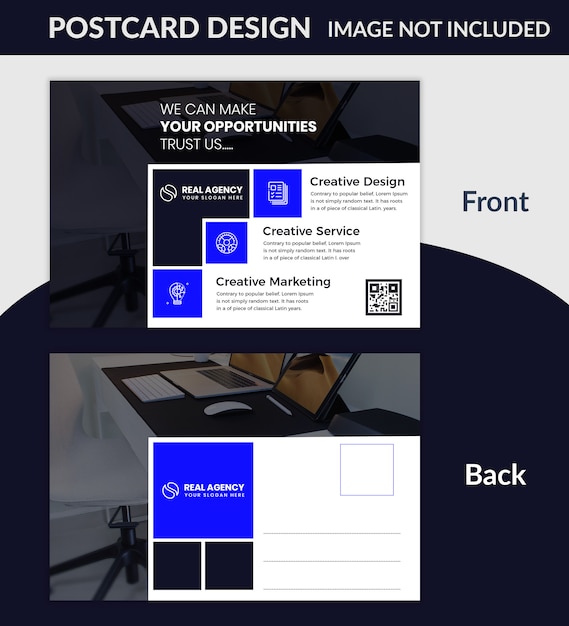 Creative company postcard design psd template