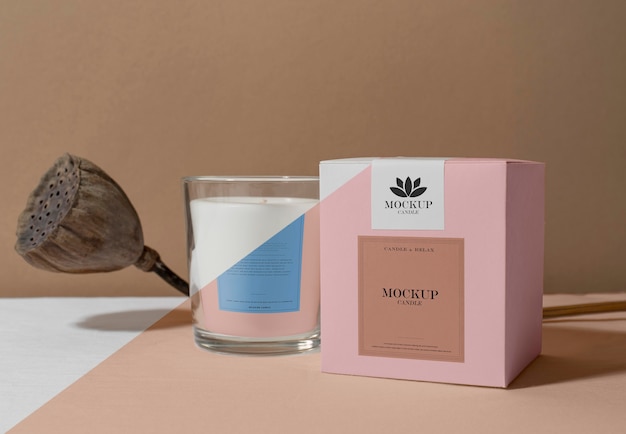 PSD creative composition of mock-up candle packaging