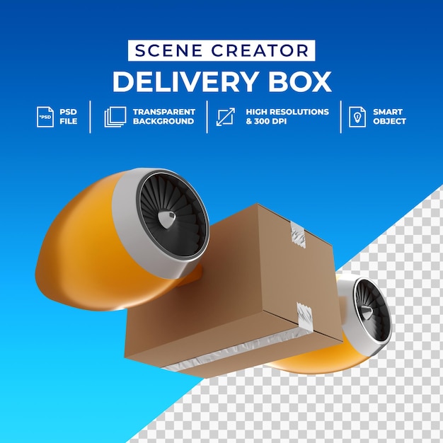 Creative concept 3d fast delivery box isolated