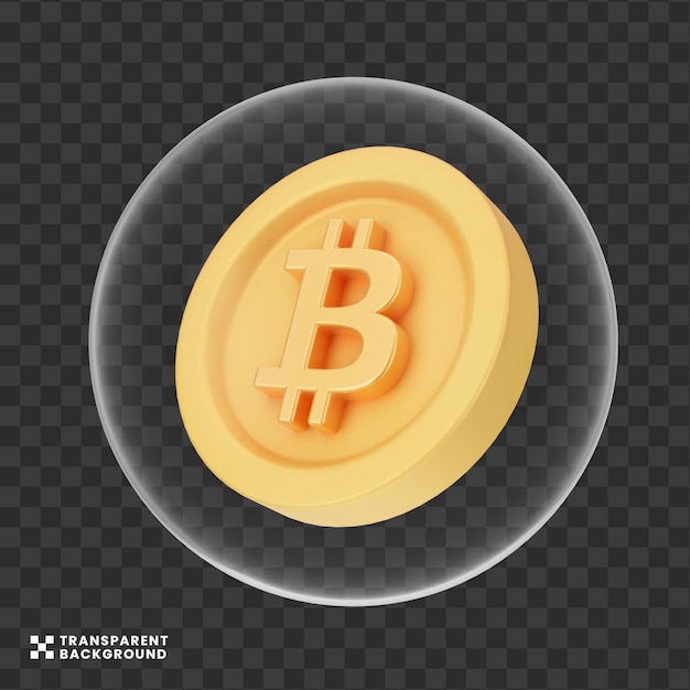 Concetto creativo illustrazione 3d di bitcoin a bolle di monete