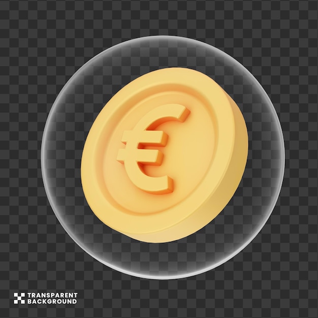 Creative concept 3d illustration of coin bubble euro