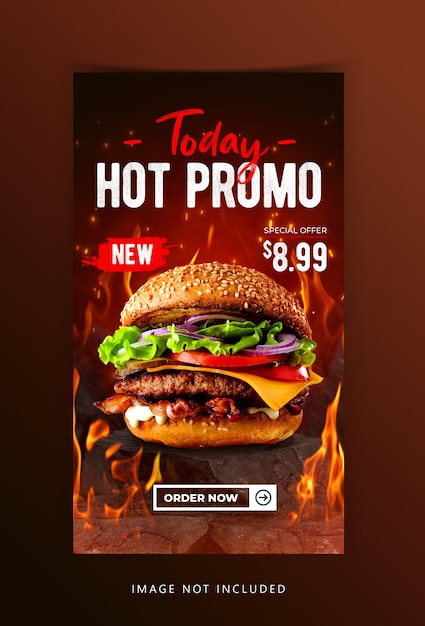 Creative concept burger food social media instagram story template