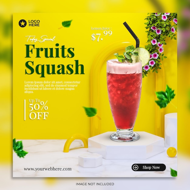 Concetto creativo drink menu promozione social media instagram post banner template