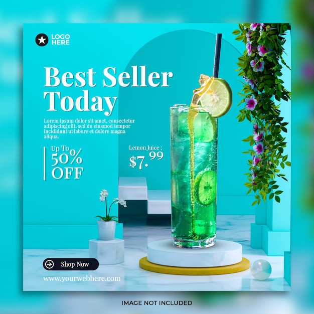 Creative concept drink menu promotion social media instagram post banner template