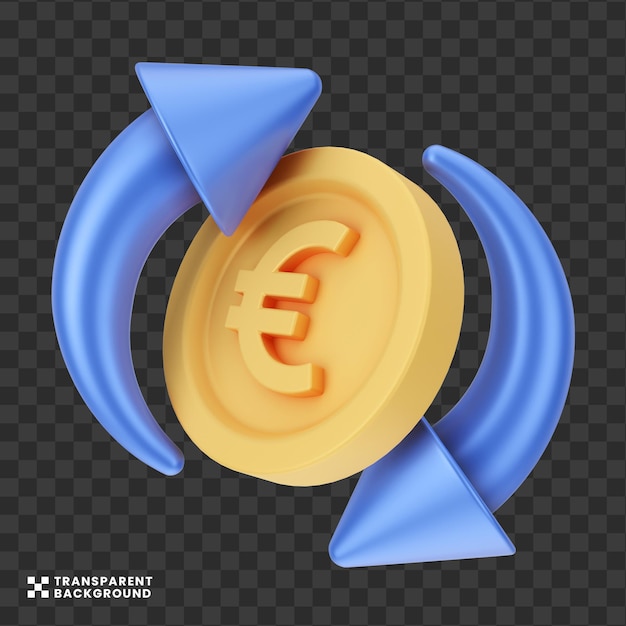 PSD Креативная концепция euro money exchange and transaction 3d иллюстрация и генератор сцен