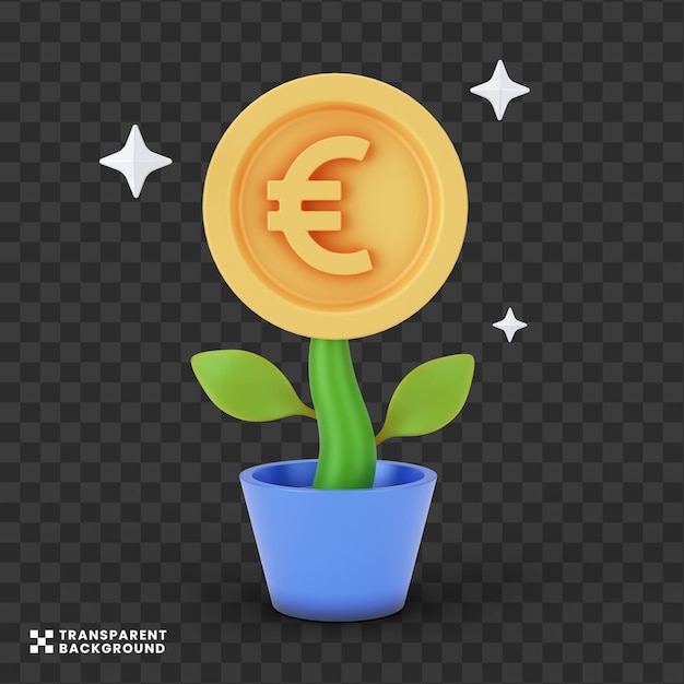 creative concept euro Money Growth 3D illustration