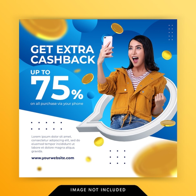 Creative concept extra cashback marketing promotion social media post template