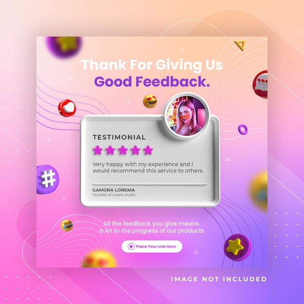 PSD creative concept feedback & customer testimonial social media instagram post template