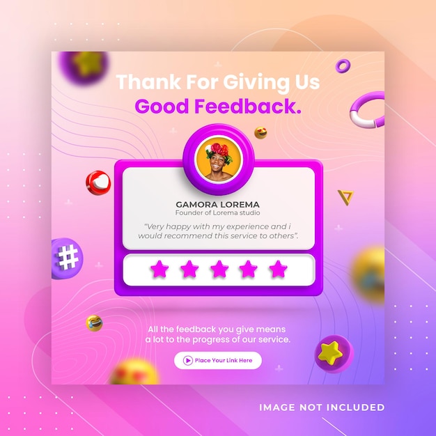 Creative concept feedback and customer testimonial social media instagram post template