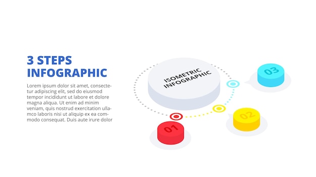 Креативная концепция изометрической инфографики с 3 вариантами шагов или процессов