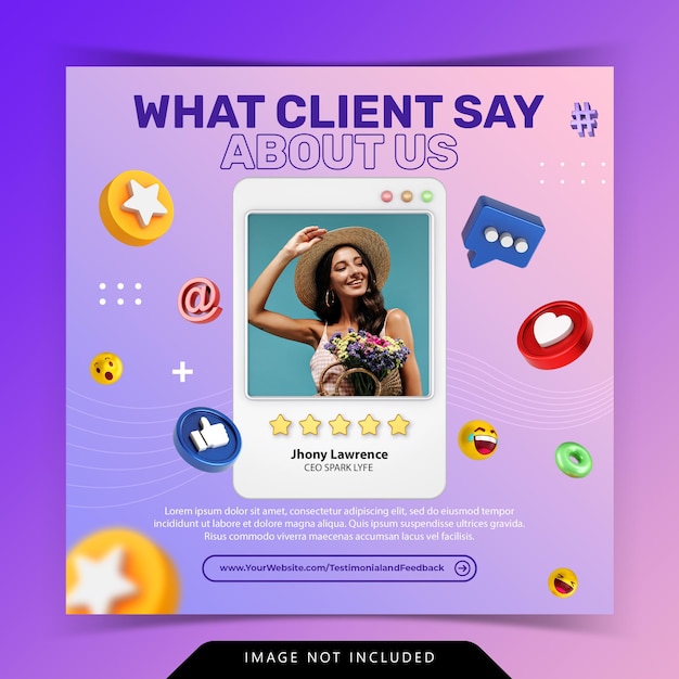 Креативная концепция для довольных отзывов клиентов отзывы клиентов в социальных сетях шаблон сообщения в instagram